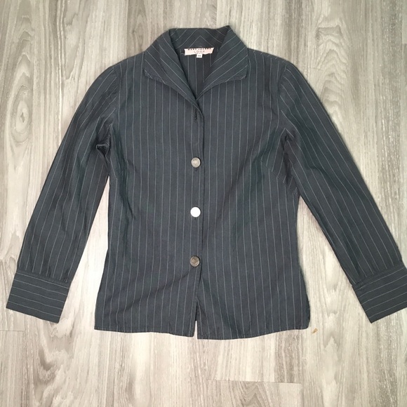 LOOK by Marc Jacobs Shirt Gray Stripe Long Sleeve ButtonWomens 38 - Picture 1 of 10